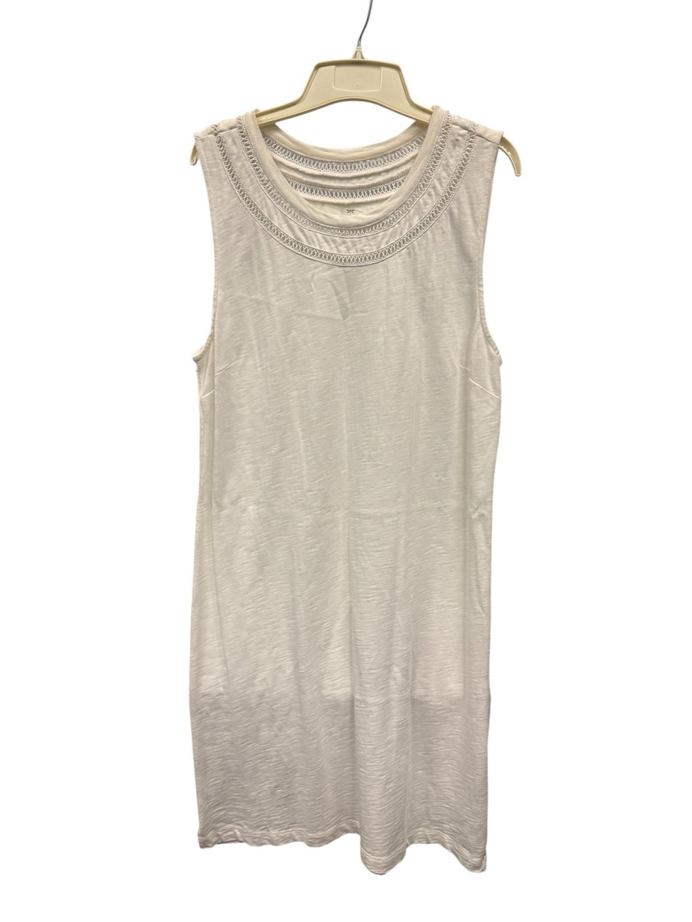 Talbots Sz L Off White Ivory Burnout Midi Crochet T-Shirt Tank Dress Sleeveless